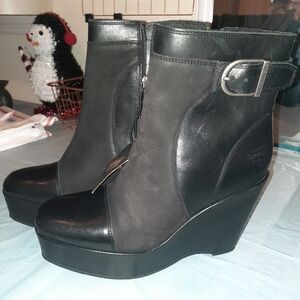 Black Harley Davidson Wedge Ankle Boots 8.5